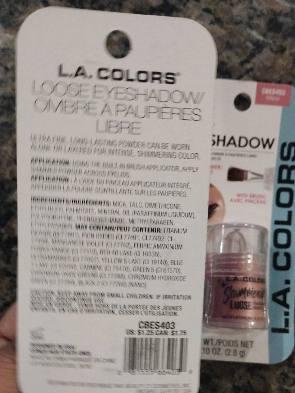 Lot of 2 L.A COLORS Shimmer Loose Eyeshadow both Honey Lollipop Pink 0.10 oz new